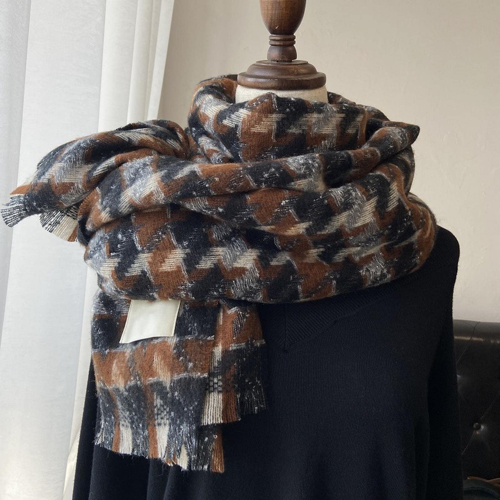 MOGSA Bufandas Mujer Bufanda Otoño e Invierno Chal Doble Uso Cálido Bufanda Caqui, Talla Única