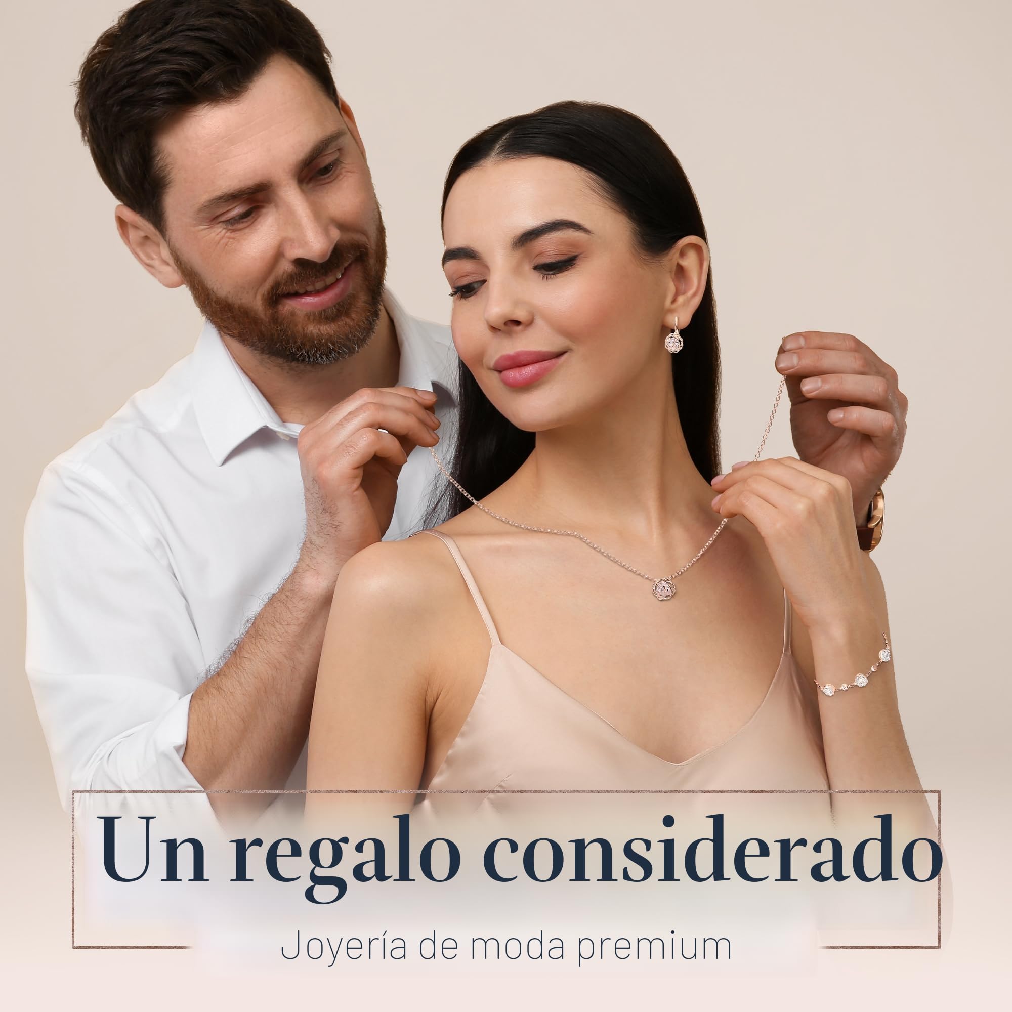 Crystalline Azuria Mujer 18ct Chapado en Oro Flores Rosas Cristales Juego de joyas Collar Pendientes Pulsera para Mujer Niña Boda Novia y Dama de honor