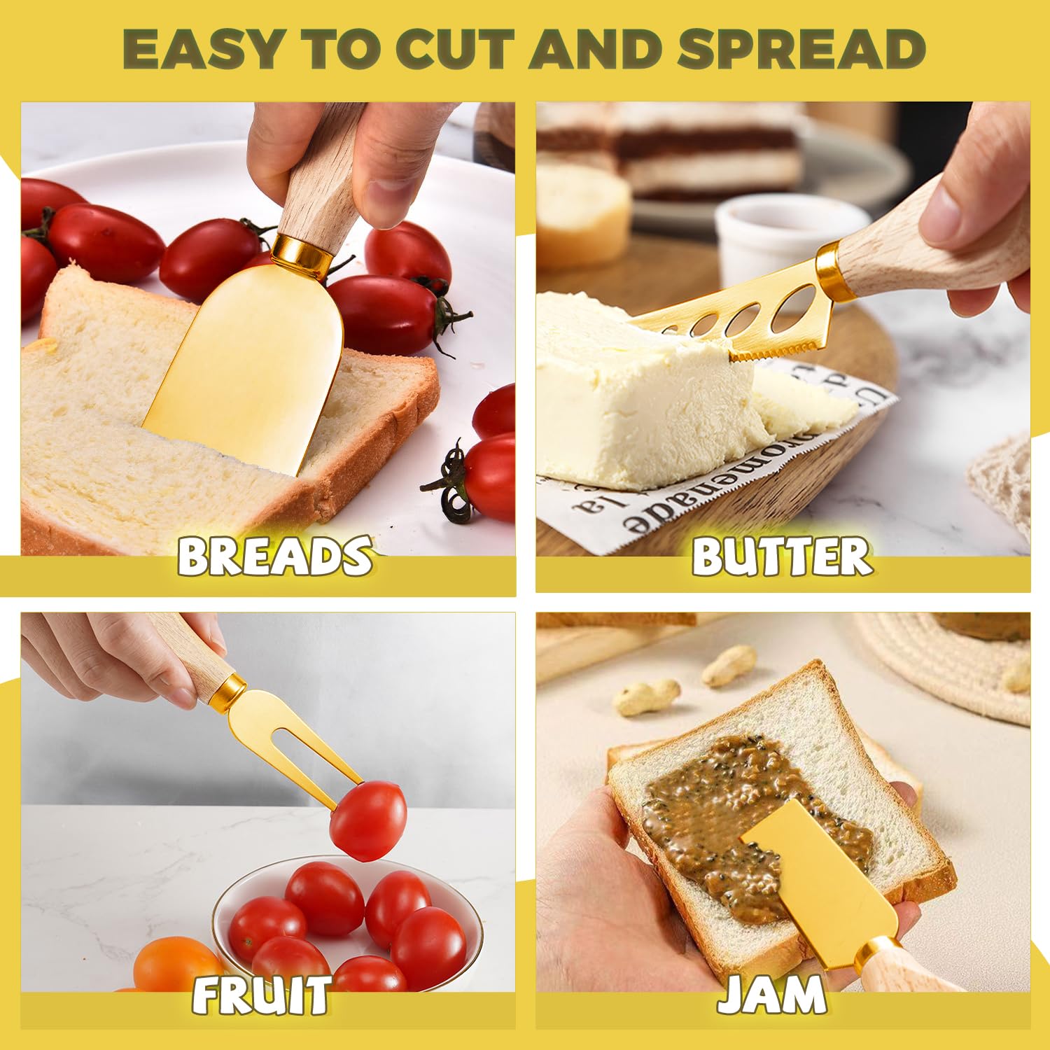 Charcuterie Boards Accessories Charcuterie Utensils Cheese Butter Spreader Knife Set Small Serving Tongs Forks and Spoons Dipping Bowls Honey Dippers Toothpick Flags for Party Platter Making: Gold