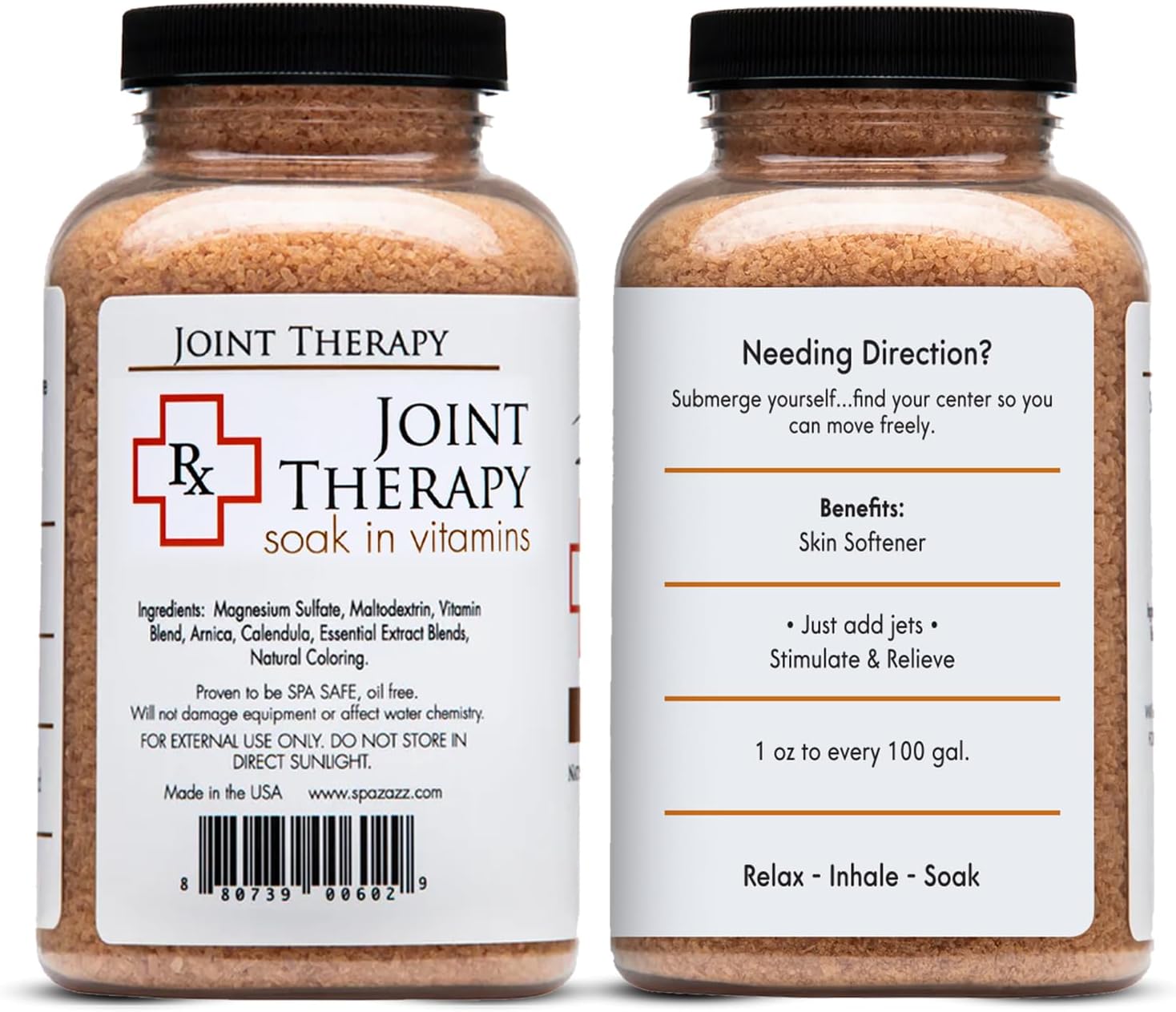 Spazazz Hot Tub Aromatherapy Joint Therapy Natural Spa & Bath Salt Crystals 19oz 2 Packs - Aromatherapy Bath Salts with Magnesium & Arnica - Safe for All Hot Tub and Spa Equipment