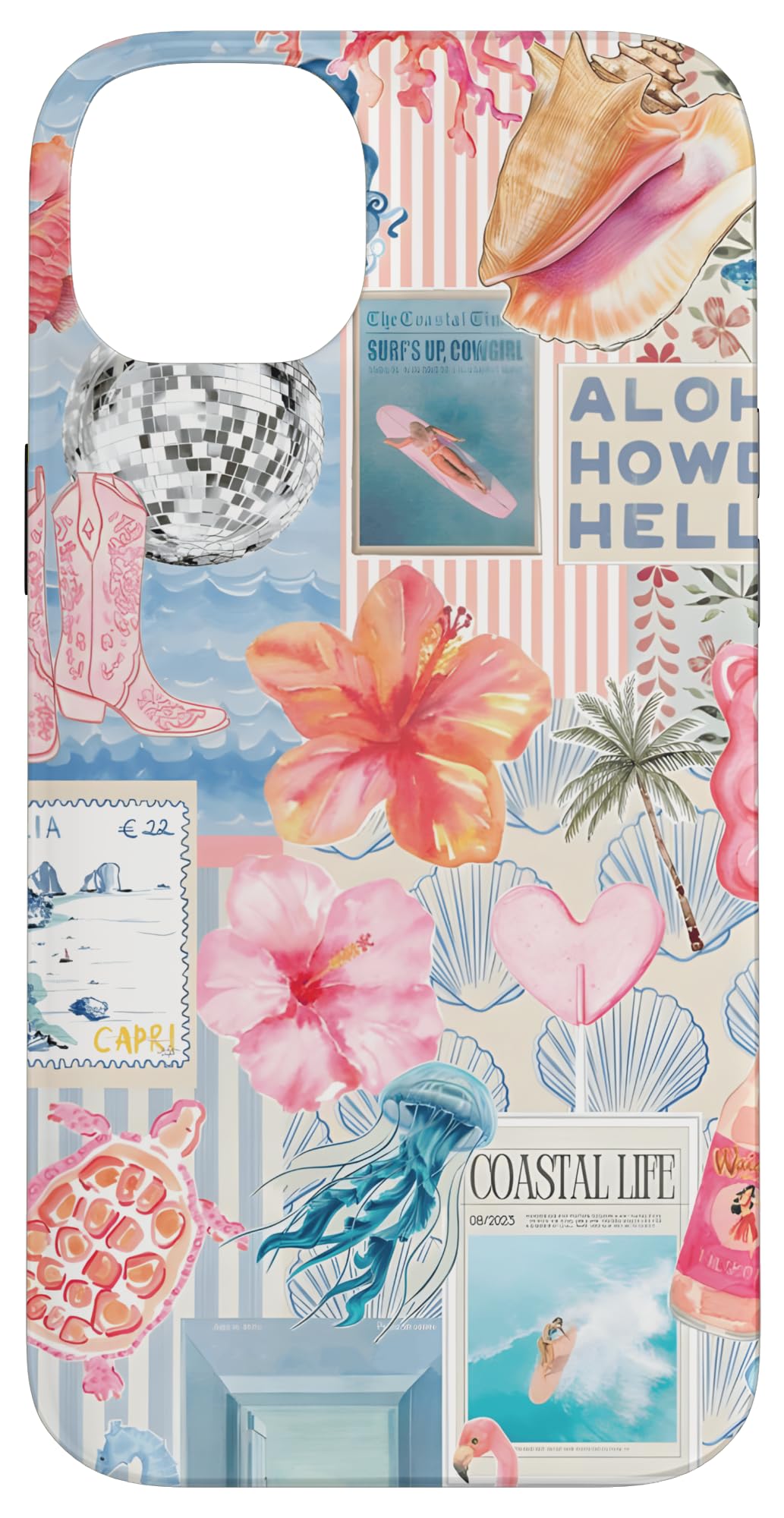Beachy Blue Coquette Coastal Collage Preppy Cute Aesthetic Case for iPhone 14 Plus