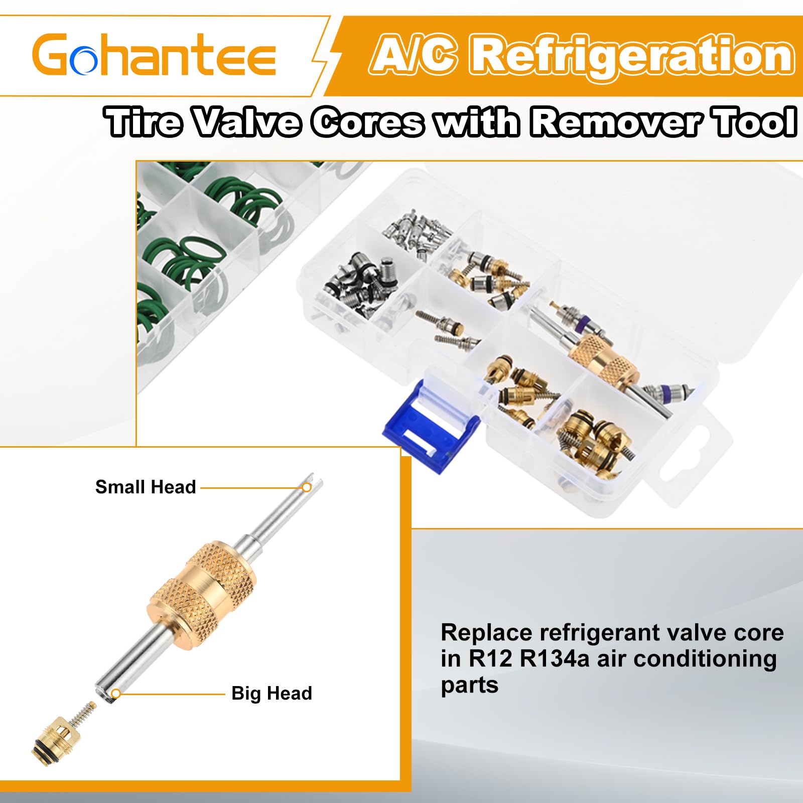 R134a Valve Core 40-Piece A/C Valve Core Kit - Fix Leaky Car Air ...