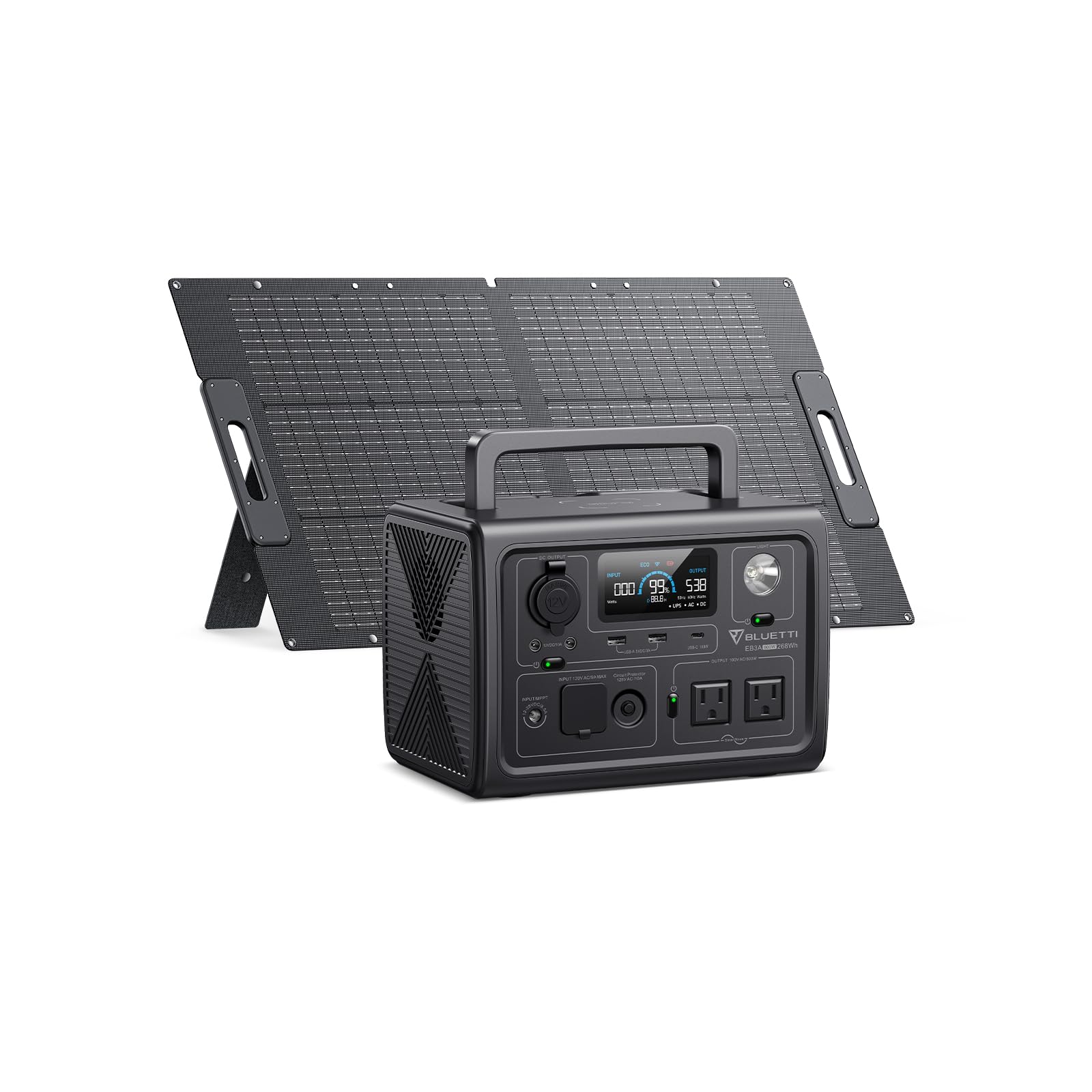 ポータブル電源 EB3A 268Wh/600W 電力リフト機能付 BLUETTI ポータブル電源 EB3A スチールグレー 268Wh/600W 軽量