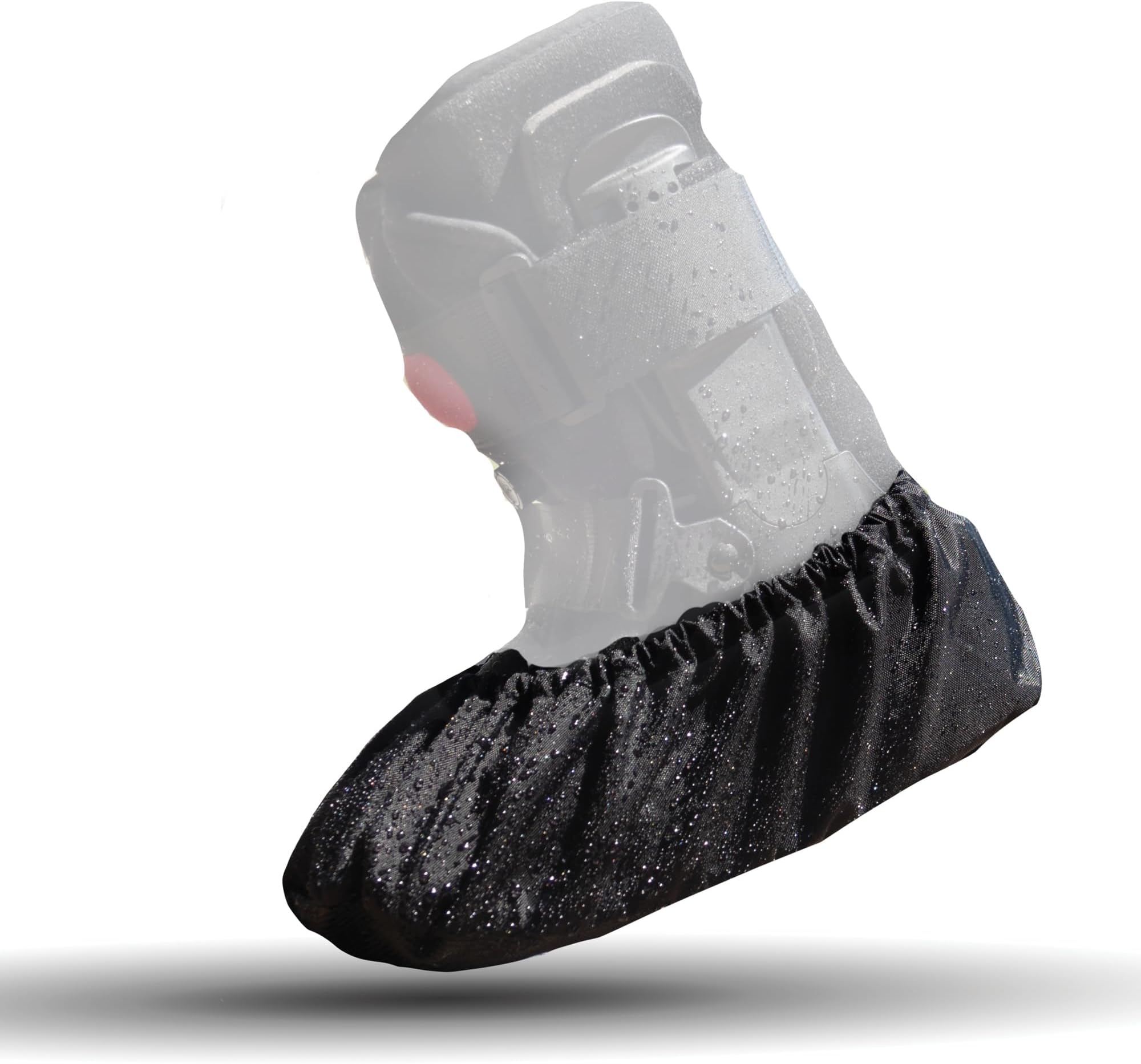 All-Terrain Walking Boot Covers - Reusable, Weather Resistant & Waterproof Medical Boot Cover for Rain, Snow & Dirt - Fits Post-Op Shoes & Walkers - Large, Black