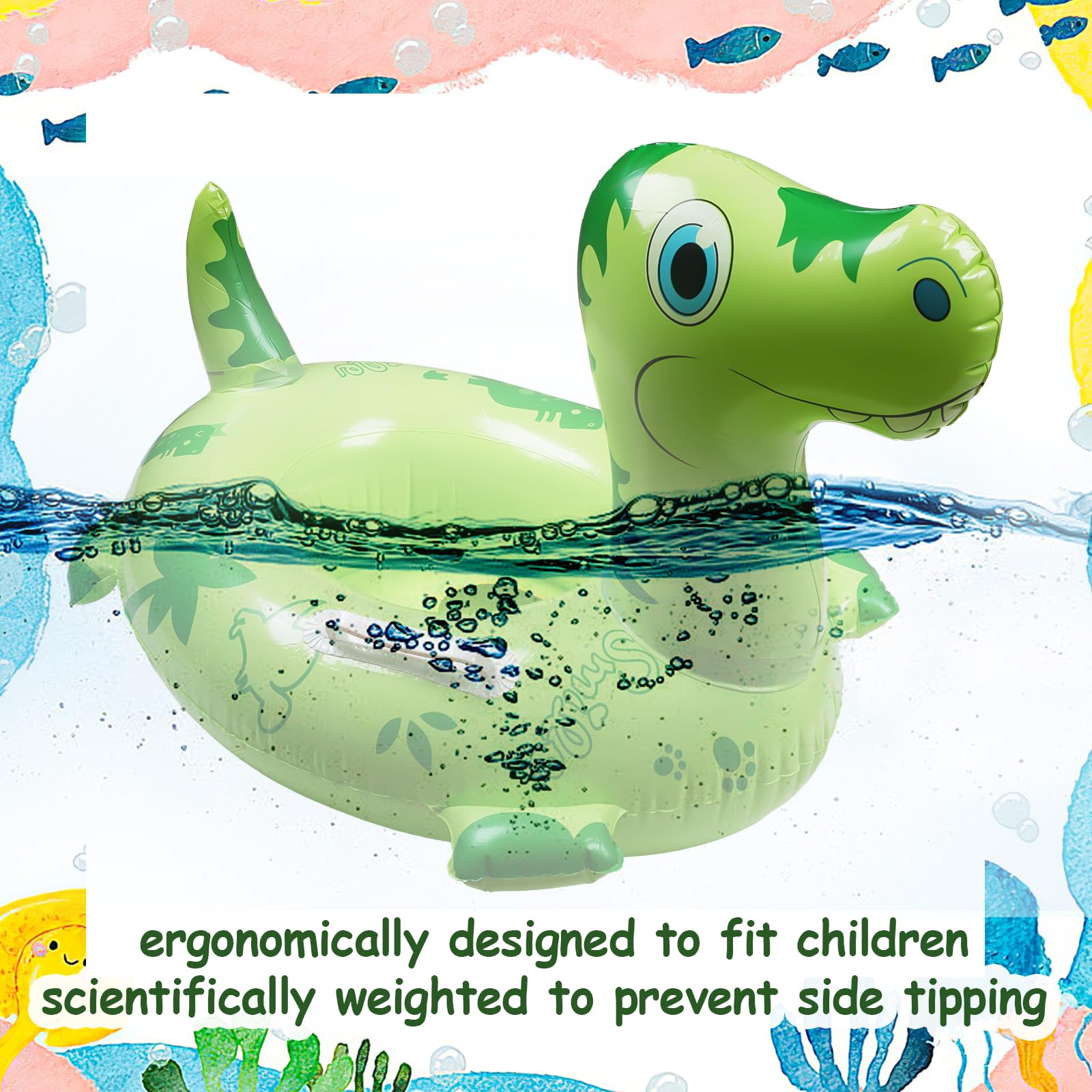 Pool Inflatables for Kids Inflatable Pool Floats f, Dinosaur Baby Swimming Float with Sound Tails and Handle - Image 4