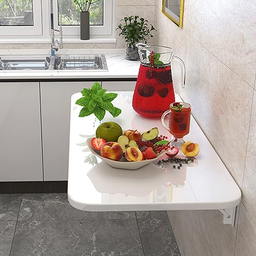 Miniatura 4 de OCAZI Mesa plegable de hojas colgantes montada en la pared, mesa plegable para cocina y comedor, mesa de lavandería, capacidad de carga, 154.3 lbs,