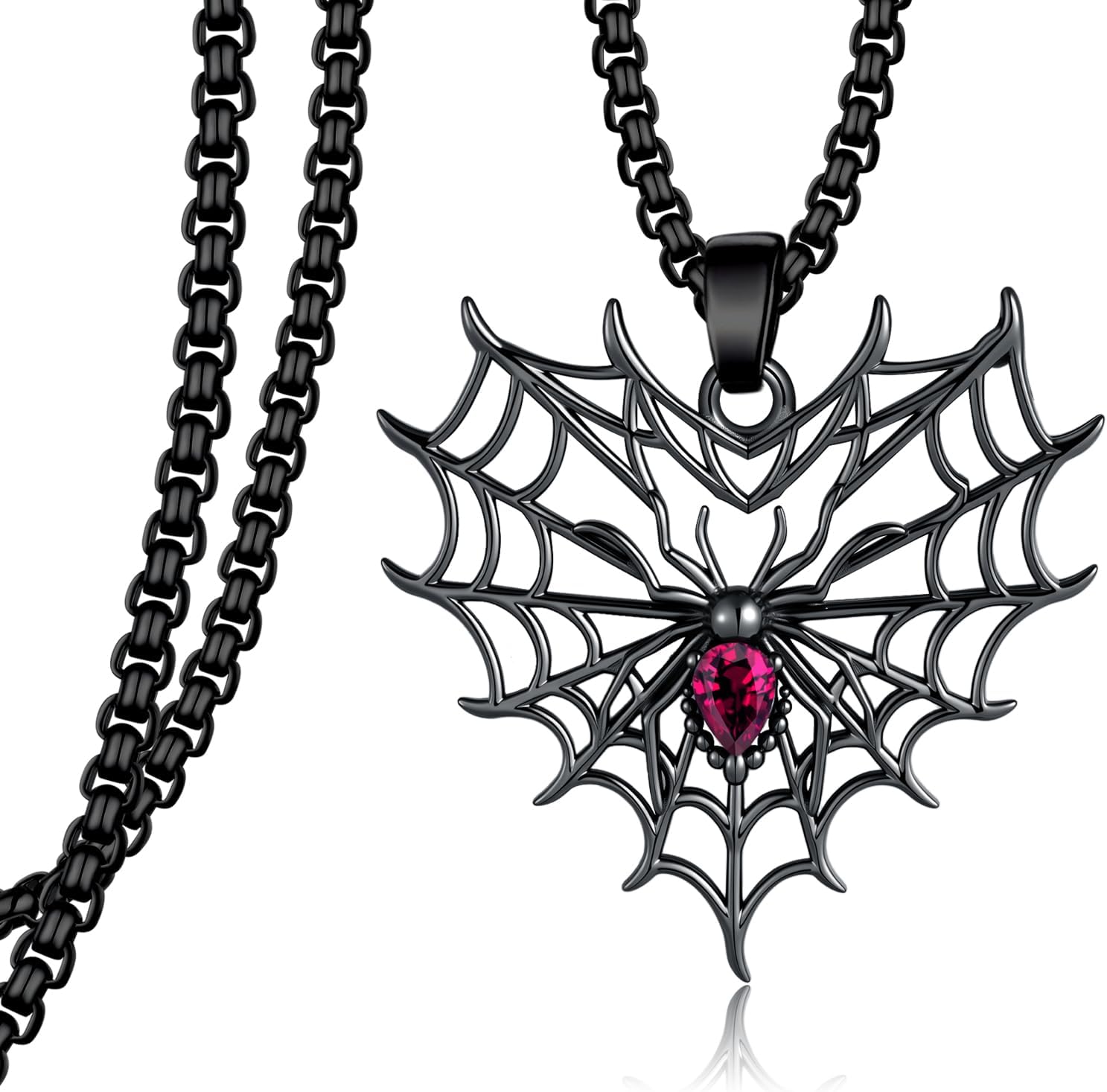 Gothic Spider Necklace 925 Sterling Sliver Halloween Spider Necklace Gothic Jewelry Gifts for Men Women