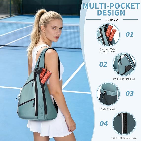 Pickleball Bag Women Men Tennis Backpack 2 in 1 Sports Sling Bag