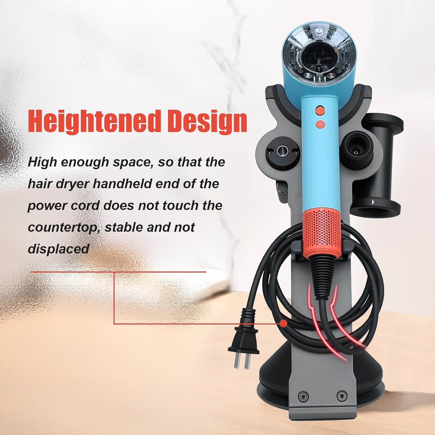 for Dyson Supersonic Nural Hair Dryer Stand Holder, Dyson Blow Dryer Accessory Organizer, Attachments Counter Storage Rack