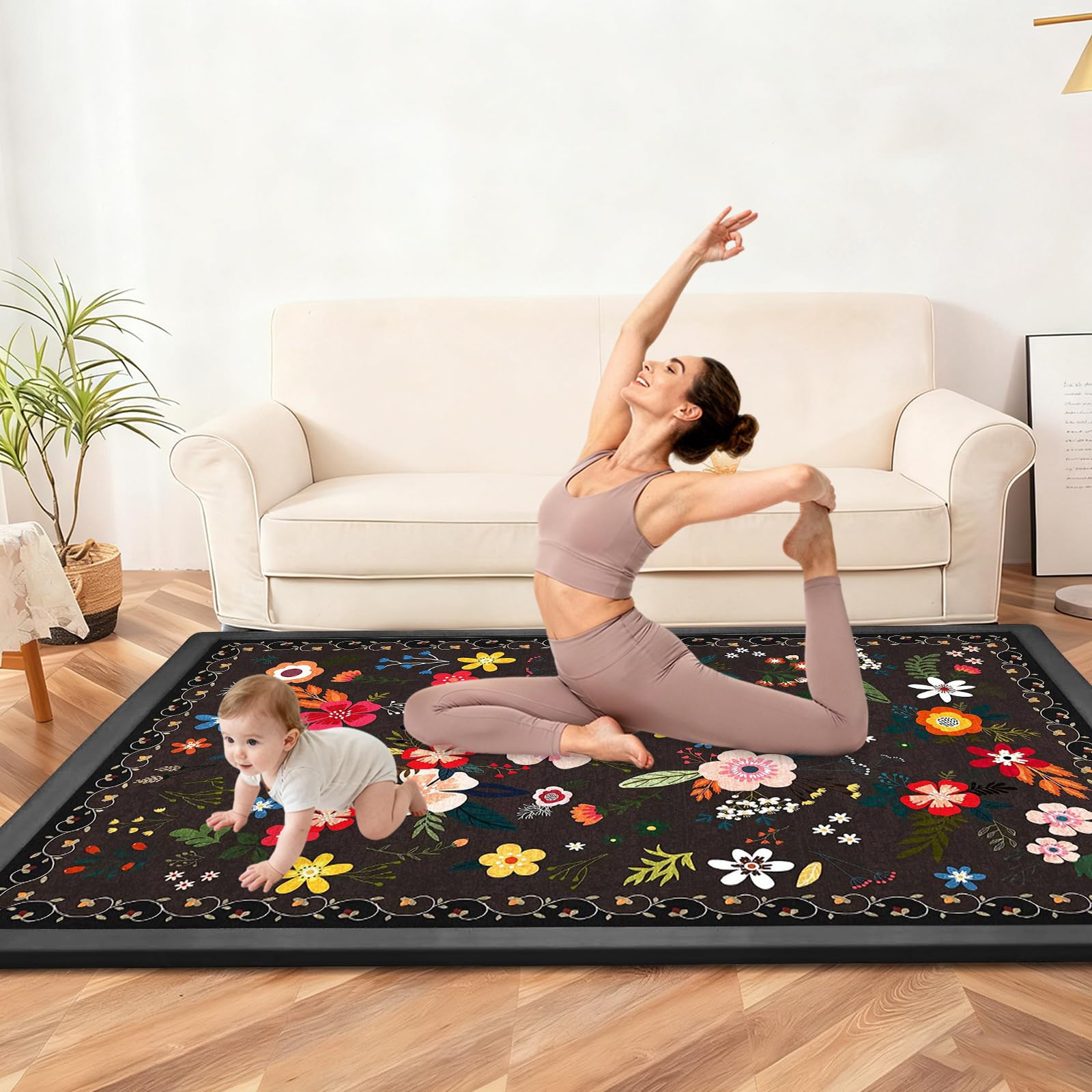 Spielmatte Baby/Krabbelmatte Baby, Teppich für Kinderzimmer mit hochwertigem Memory-Schaum, 2 cm Dick Krabbelmatte Baby, Krabbeldecke, Tatami Matte 120 x 120cm