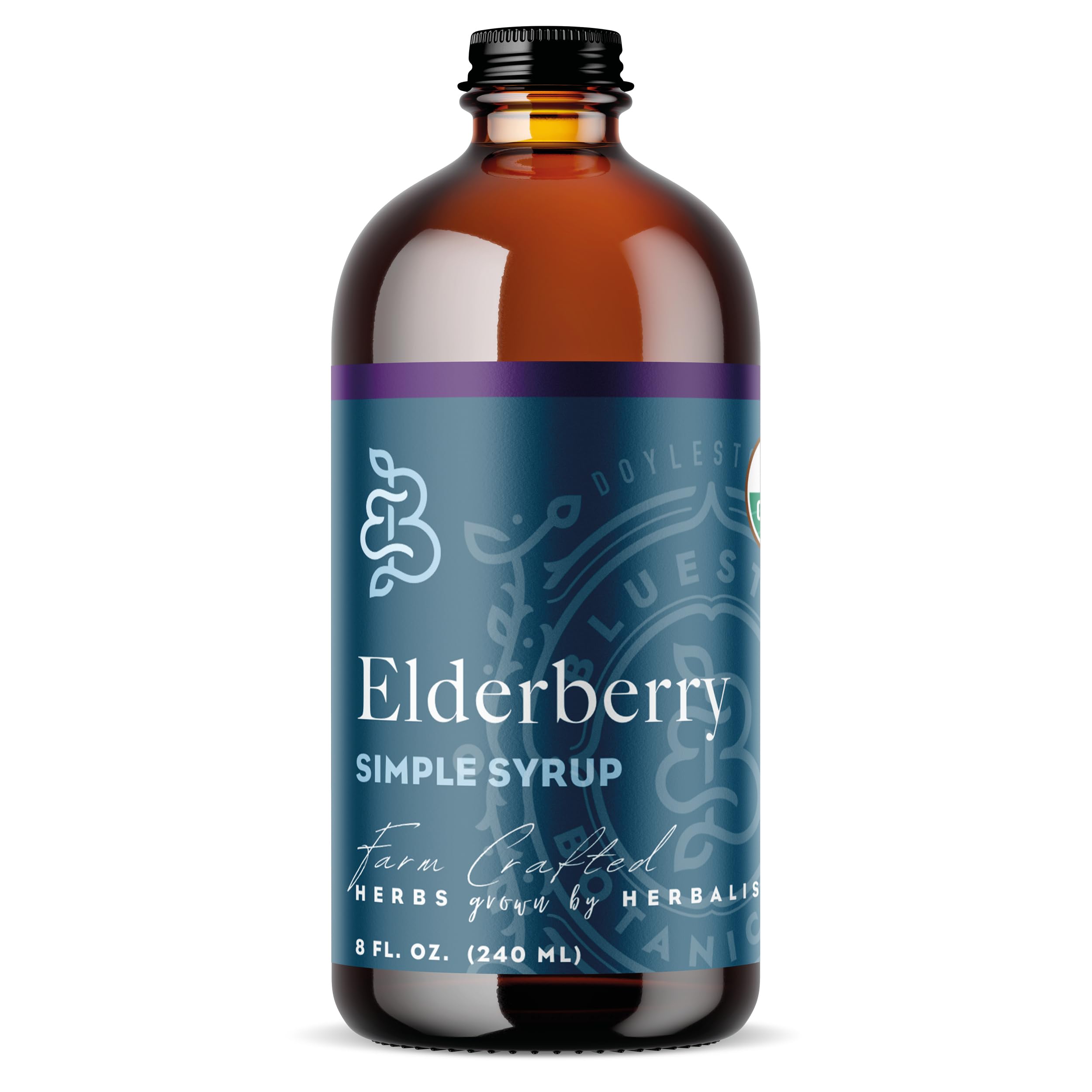Bluestem Botanicals Organic Elderberry Simple Syrup, 8 oz, Cocktail and Mocktail Mixer for Drinks, Non-AlcoholicUSDA Organic