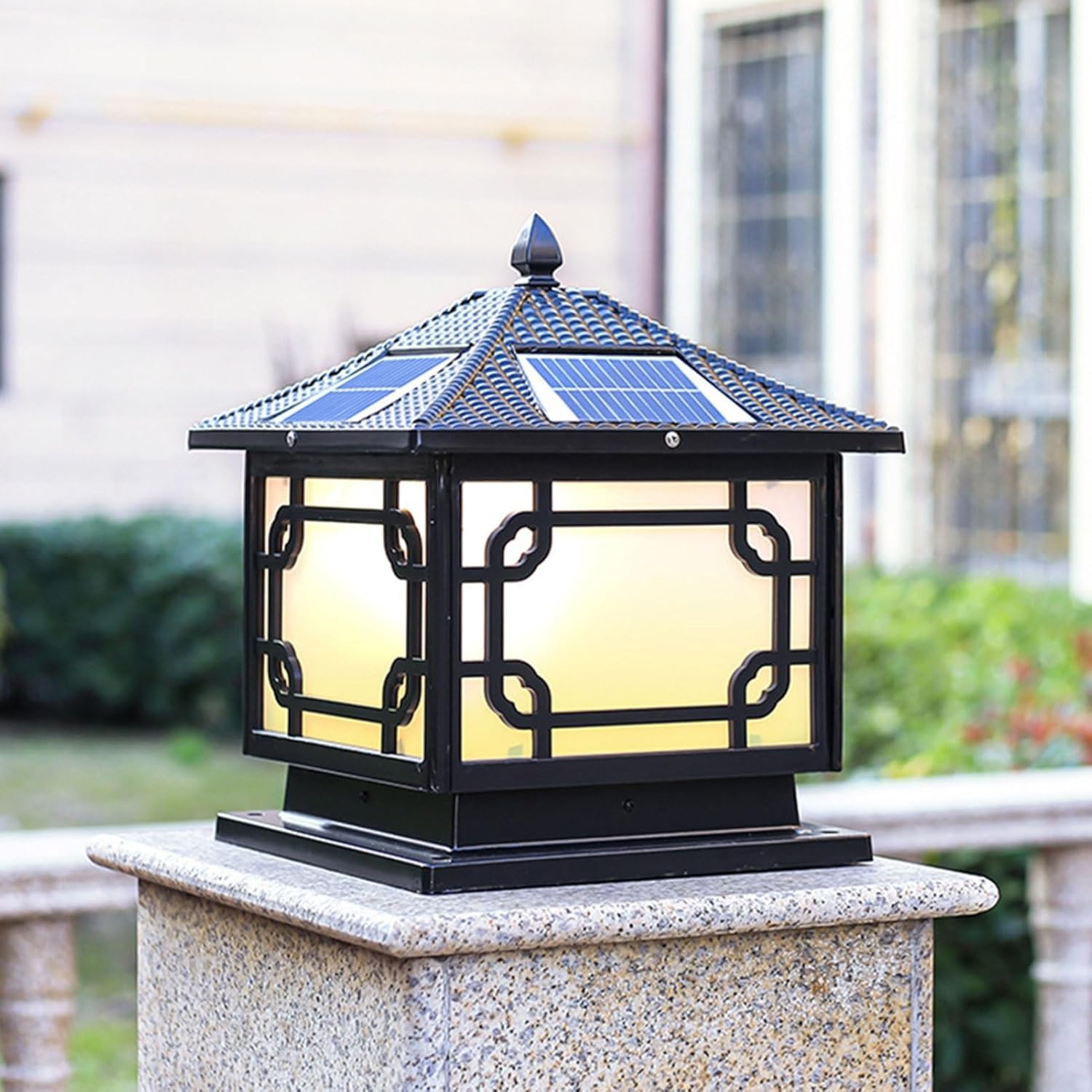 Kwadratowe lampy solarne na słupkach, wodoodporne, nierdzewne, do ogrodu krajobrazowego, latarnie uliczne(Nero,40CM)