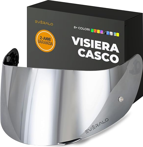 Visiera Compatibile con Agv K1 - K1s - K3sv - K5 - K5s - S4sv - Horizon - Skyline - Strada - Stealth sv - Compact - GT-2 (Argento Cromo) - 1