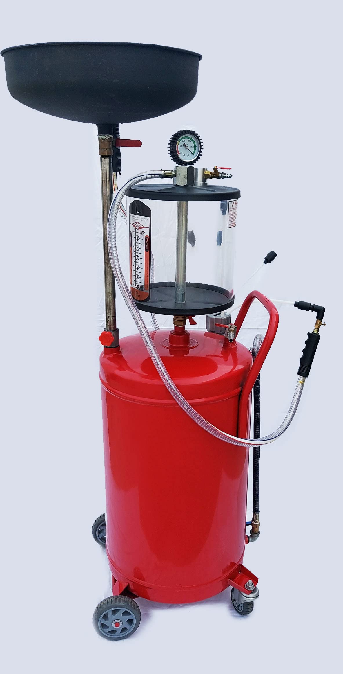 Generico Bidone per Cambio Olio esausto da 80 Litri per Il Cambio dell’Olio del Motore, con Aspiratore Pneumatico da 10 Litri