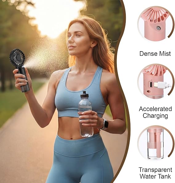 9 Pack Misting Fans Portable Handheld Rechargeable, Spray Fan