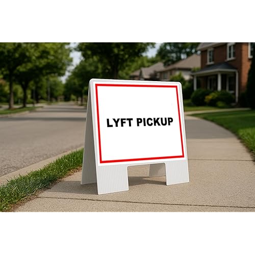 Lyft Pickup White Red Black Folding Coroplast A-Frame Double-Sided 23in x23in