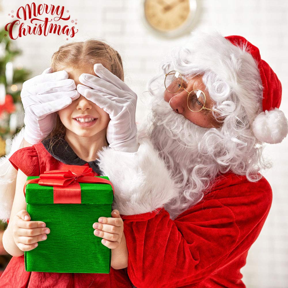 Weihnachtsmann Kostüm Set Komplett – Mit Mütze, Bart, Augenbrauen, Brille & Handschuhen