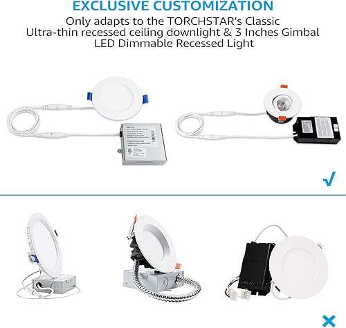 Miniatura 7 de TORCHSTAR Paquete de 12 luces empotrables de cardán de 3 pulgadas, paquete de 12 luces LED redondas regulables de 7 W y 3 pulgadas con caja de