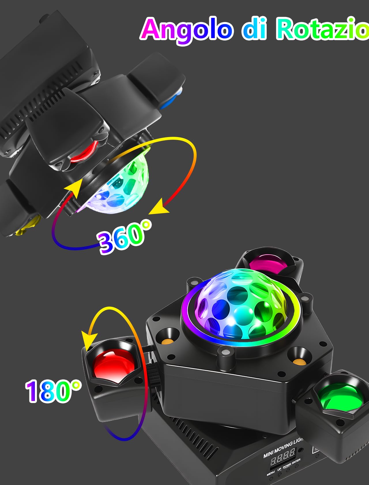 150W Luci da Discoteca a Testa Mobile, Teste Mobili Luci LED RGBW con Controller DMX e attivazione Sonora, 25CH, con Telecomando, Beam Luci da Discoteca Rotazione per Festa Discoteca DJ Bar Matrimoni