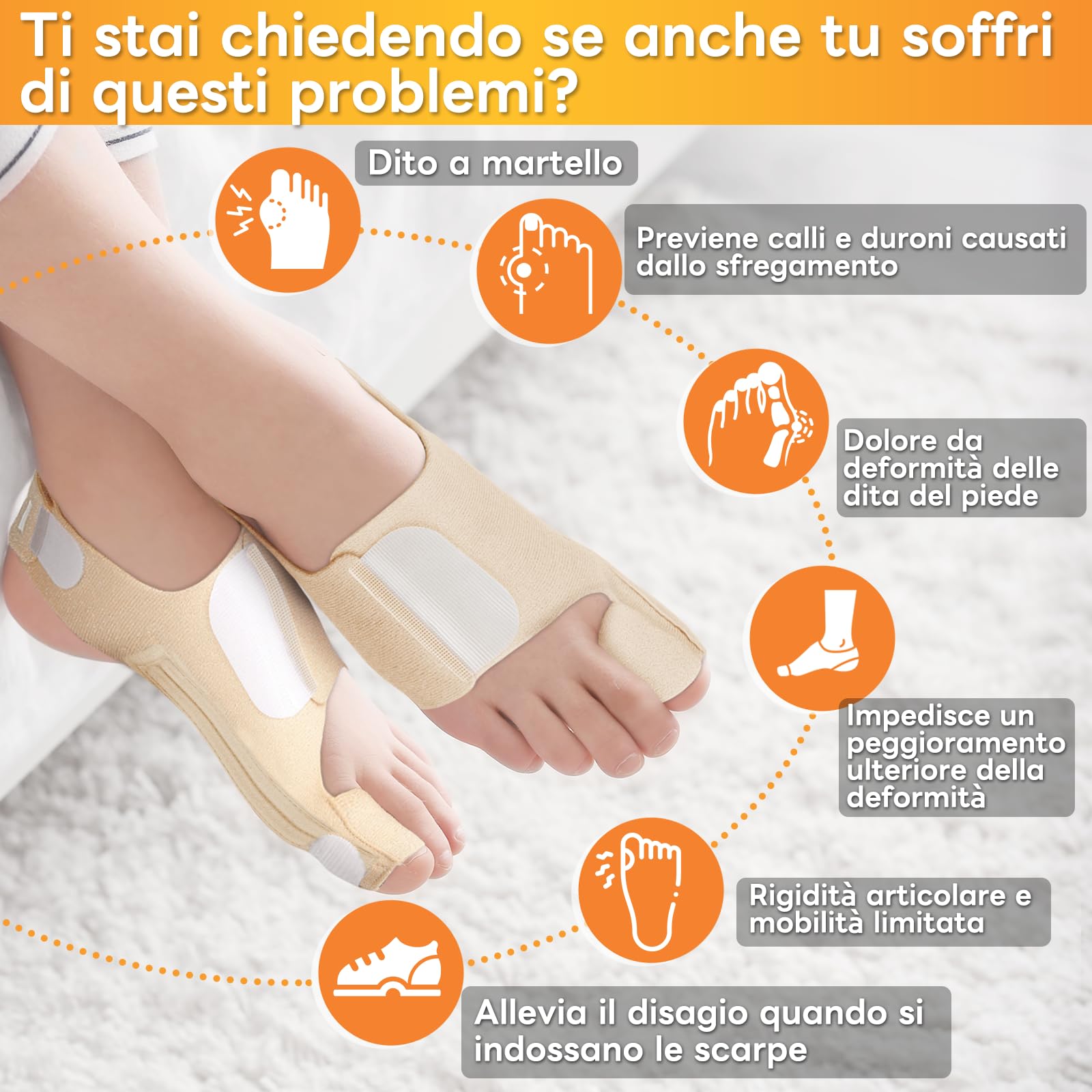 InhwRior Correttore per alluce valgo — dotato di 4 barre flessibili in acciaio inossidabile, con cuscinetto in silicone, migliora la condizione del piede senza dolore, utilizzabile con le scarpe
