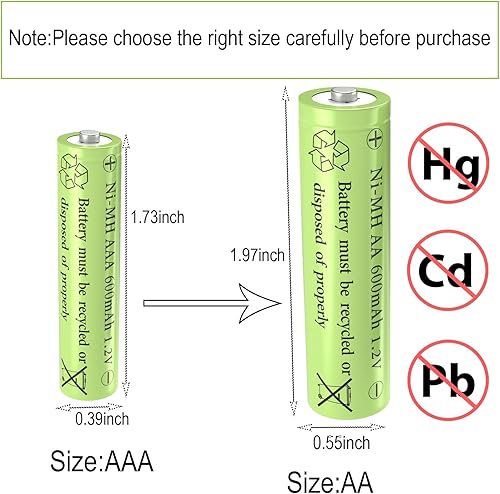 Miniatura 4 de GSUIVEER Baterías de luz solar recargables AAA NiMh 600mAh 1.2V para luces de jardín al aire libre (paquete de 20)