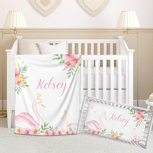 Juego de ropa de cama personalizado para cuna para niñas bebés, juegos de ropa de cama personalizados para cuna con nombre, juego de ropa de cama de