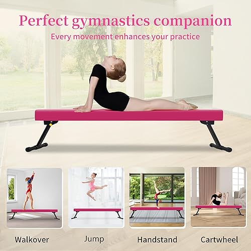 Miniatura 5 de EL&ITWings Viga de equilibrio de gimnasia de 6 pies, viga ajustable de piso de nivel alto y bajo, altamente estable, equipo de entrenamiento de