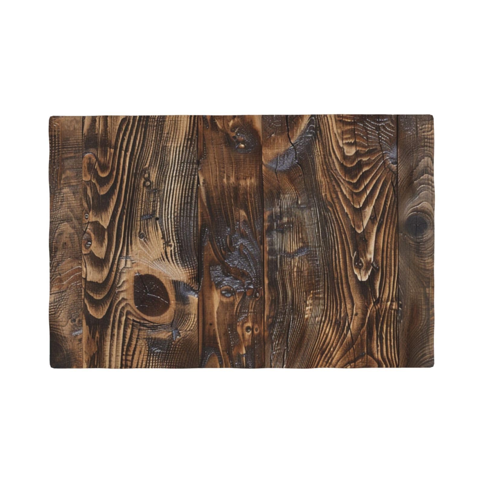 Brown Wood Printing Linen Placemats Set of 4 PCS Non-Slip Heat Resistant Table Place Mat 45x30 CM for Dining Table Decorative