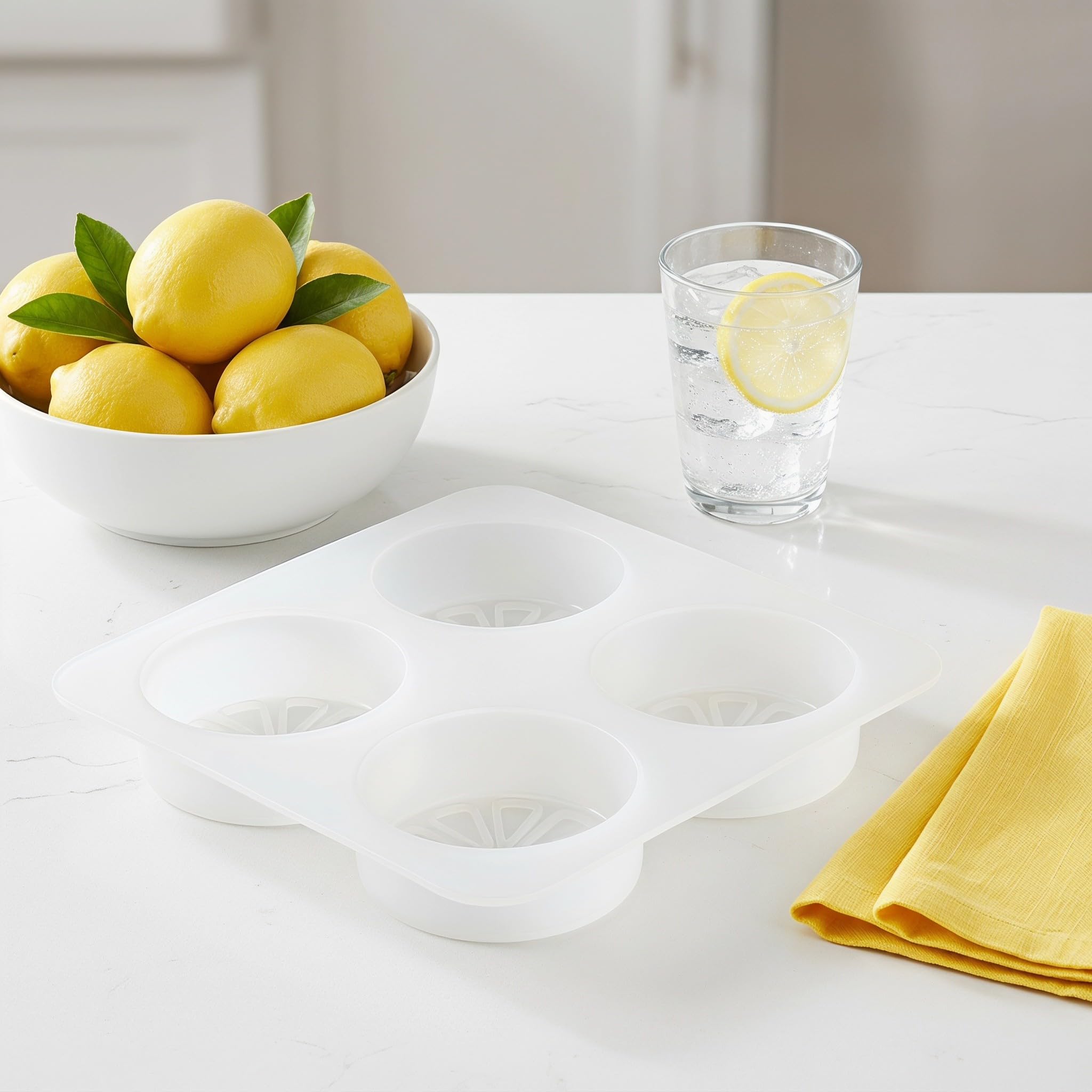 Lurrose Molde de silicona con forma de limón de 3 piezas: Bandeja para hornear con forma de fruta de 4 cavidades - Moldes para hornear para chocolate, dulces, adornos para cupcakes, herramienta de