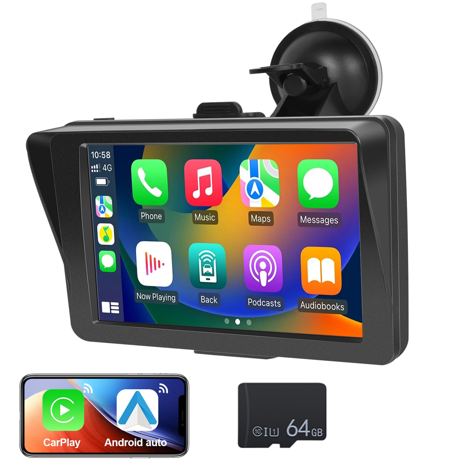 Buy Podofo 7 Inch Portable Car Stereos with Wireless Apple Carplay