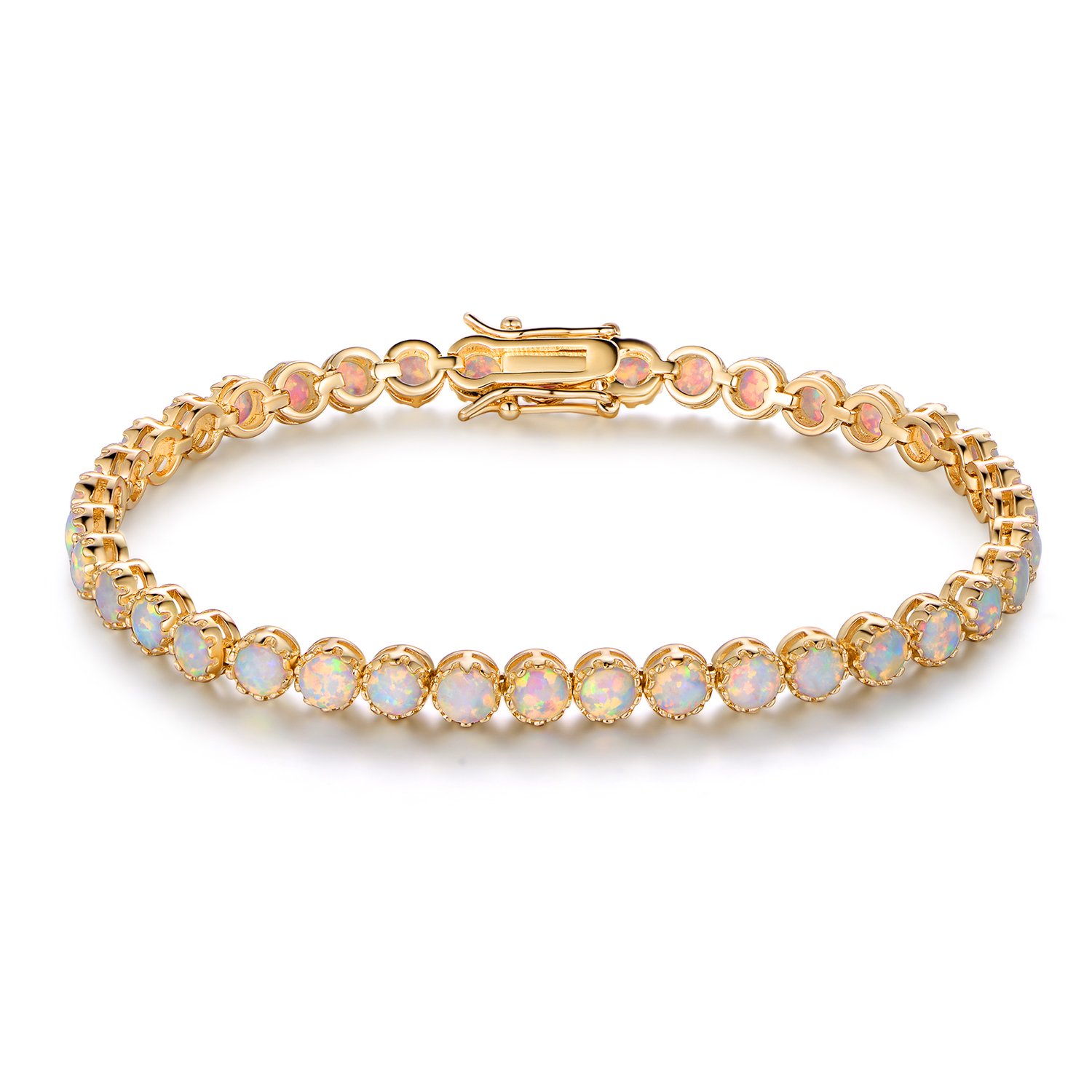 Barzel18K Gold Plated Crown Created Opal Bracelet Tennis