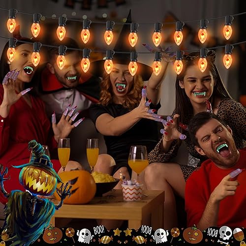 Miniatura 7 de Couah Bombillas de llama parpadeante de Thankgiving C7, bombillas de repuesto de llama transparente para lámparas de vela de ventana eléctrica, tira