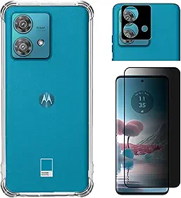 COMBO Película Privacidade 3D + Capa Anti-Impacto + Pelicula Câmera para Moto Edge 40 Neo - (Tela 6.55) - Champions Rox