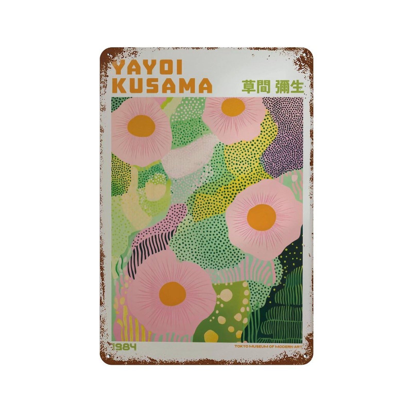 xiaoxiaoshen Yayoi Kusama Modern Exhibition Maximalist Japandi Livingroom2 Wall Decor Art Metal Tin Poster Modern Home Decor Art Home Bar Shop Decorations Vintage Sign 30x20cm