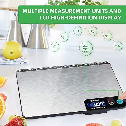 Miniatura 5 de TICWELL Báscula de alimentos esenciales de 33 libras, báscula digital de cocina, gramos, onzas para cocinar, hornear, báscula de alimentos