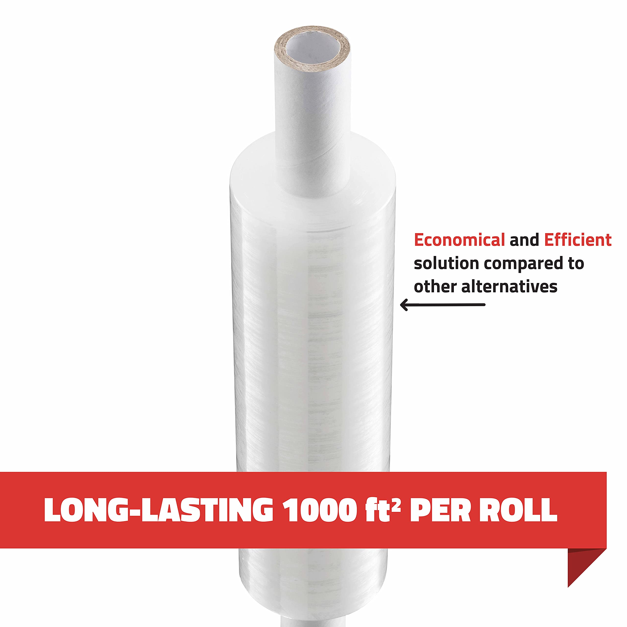 Rotolo di pellicola elastica con manico, resistenza industriale, confezione da 2 pezzi, 28 cm x 300 m, spessore 60 gauge (15 micron), per trasloco di forniture, mobili, pallet, pellicola di plastica