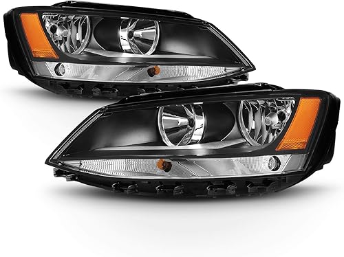 AKKON - Para faros delanteros delanteros de bisel negro 11-18 VW Jetta de repuesto directo, par izquierdo + derecho