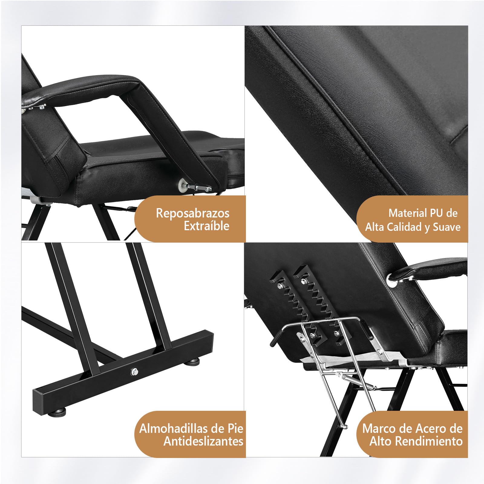 Bonnlo Camilla Masaje Ajustable, Camilla Masaje, Cama de Masaje para Salones de Belleza, SPA y Peluquerías, Negro