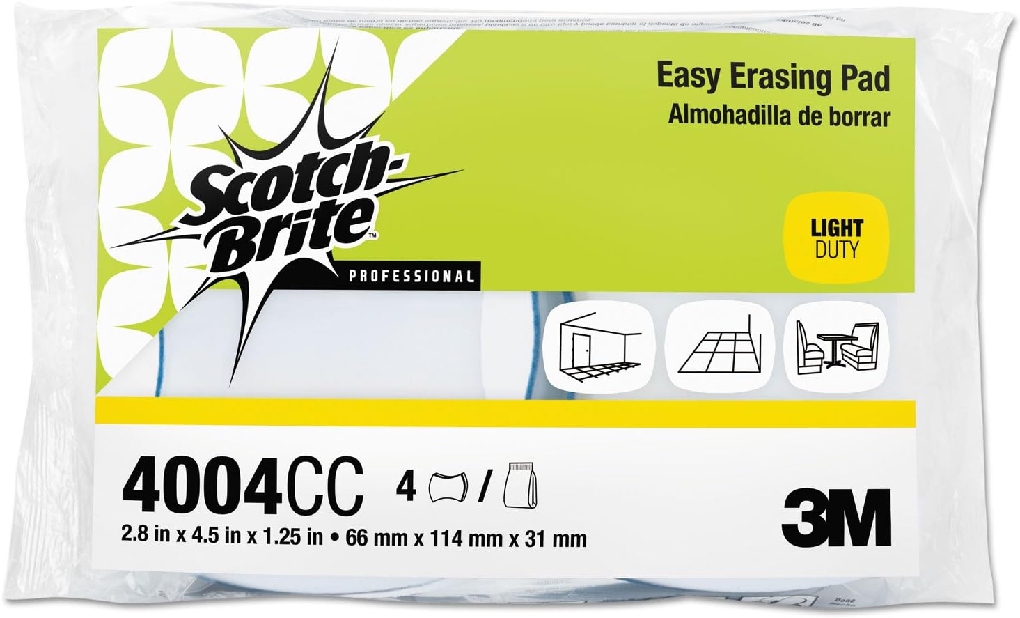 3M Scotch Brite Easy Erasing Pad, 2.8 x 4.5 x 1.2 inch 12
