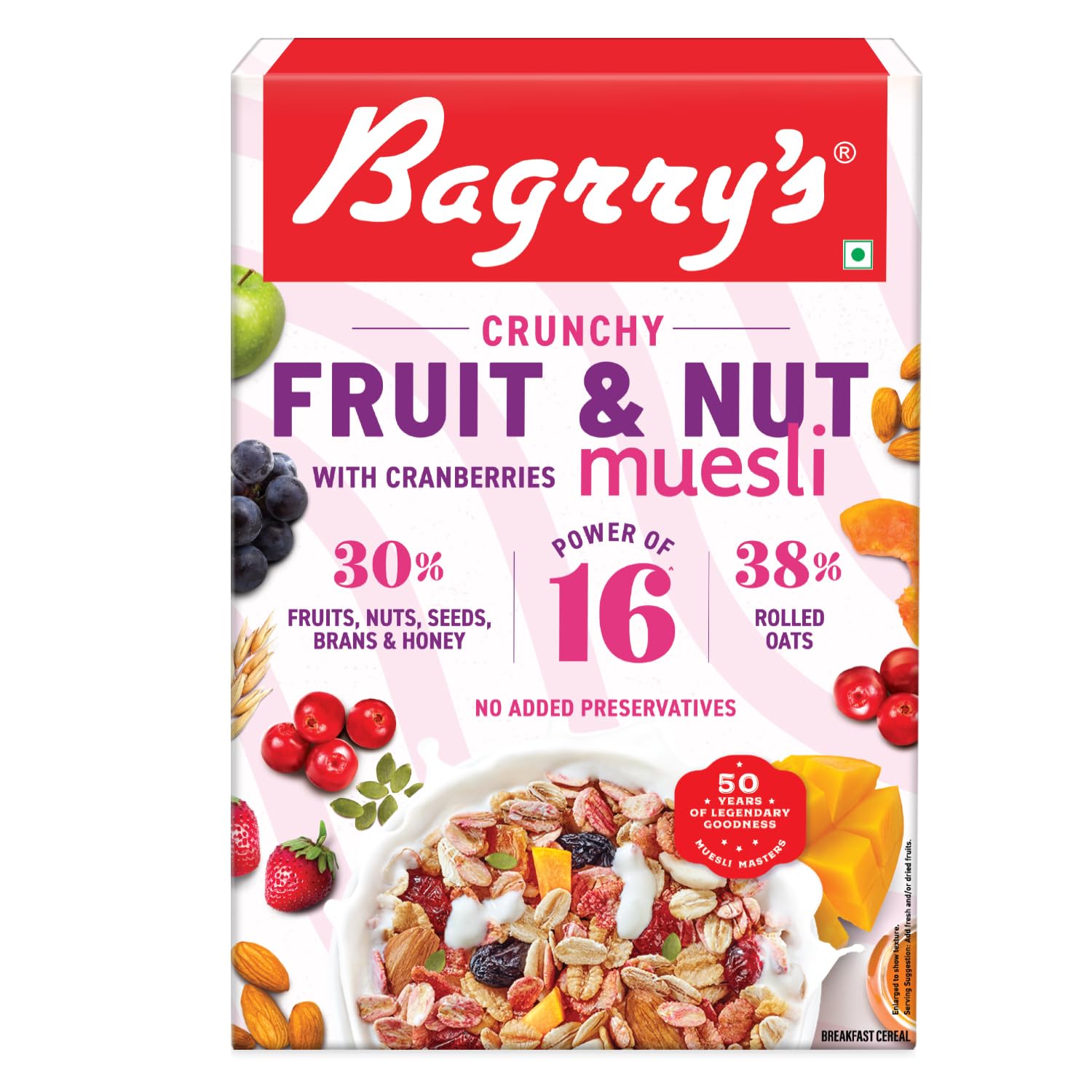 Bagrry's Crunchy Muesli, Fruit and Nut with Cranberries, 400g