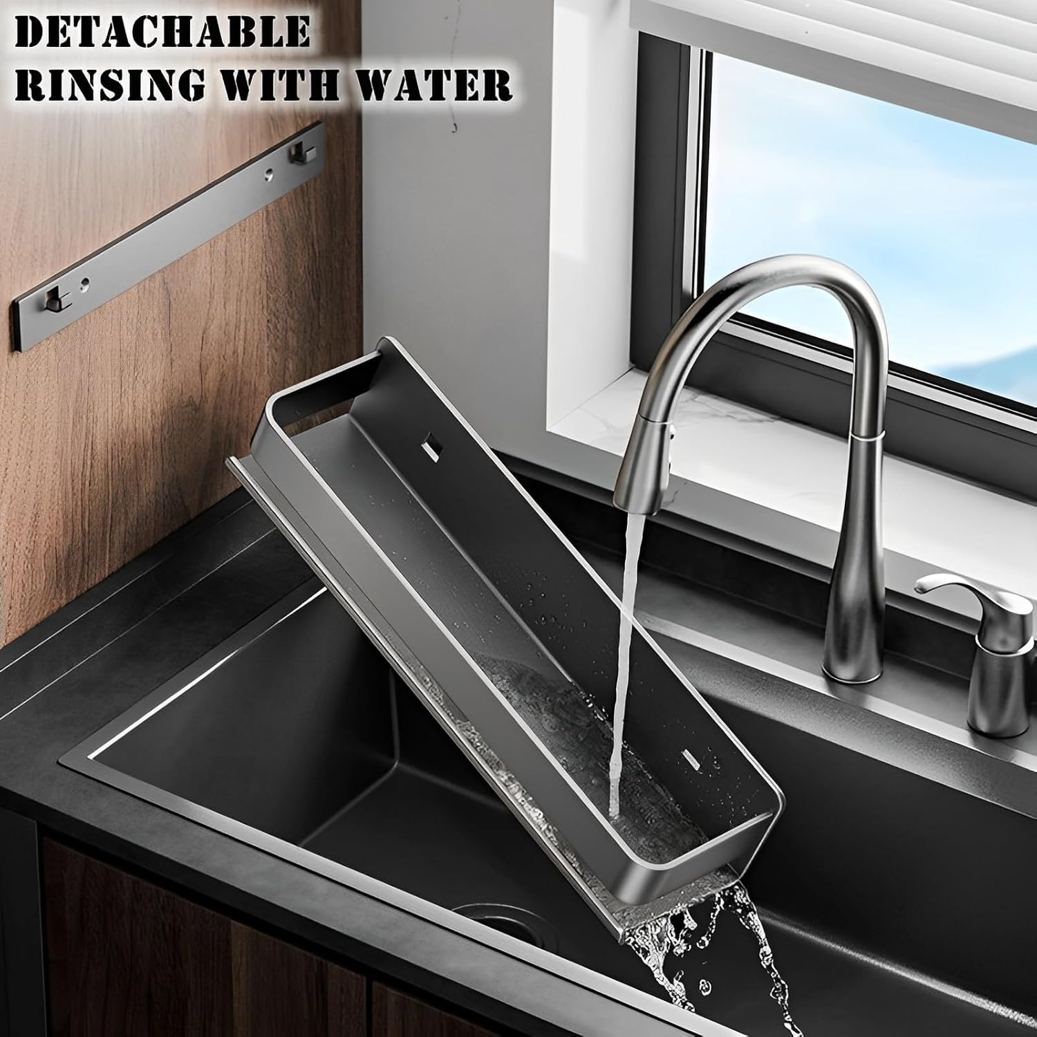 Stainless Steel Wall Mounted Floating Shelves, Drill-Free Adhesive or Screw In, Rustproof Bathroom Organizer & Kitchen Spice Storage Rack, Detachable Metal Display Shelf for Living Room, Gray - Image 6