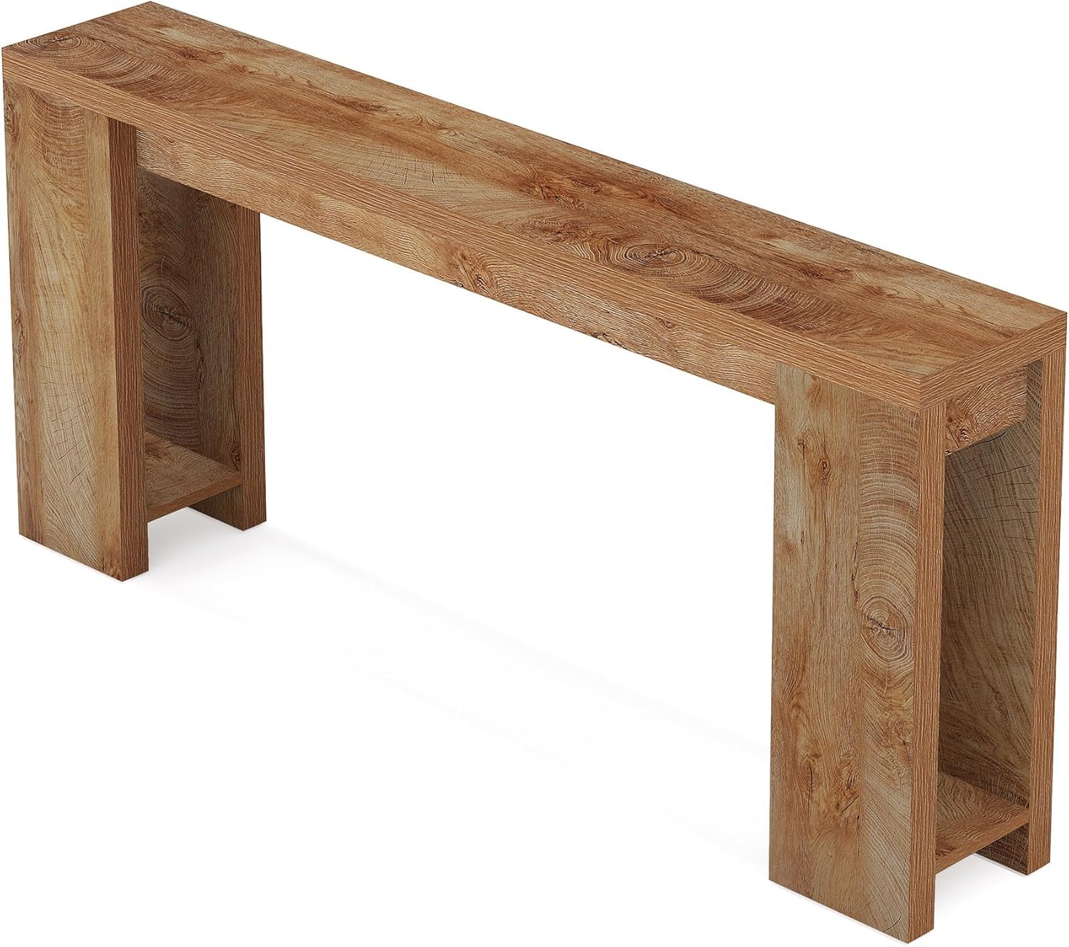 Tribesigns Mesa Consola, 160 x 29,5 x 85 cm, Mesa Auxiliar, Mesa de Sofá de Madera Rústica para Entrada, Pasillo, Salón, Marrón Roble Claro