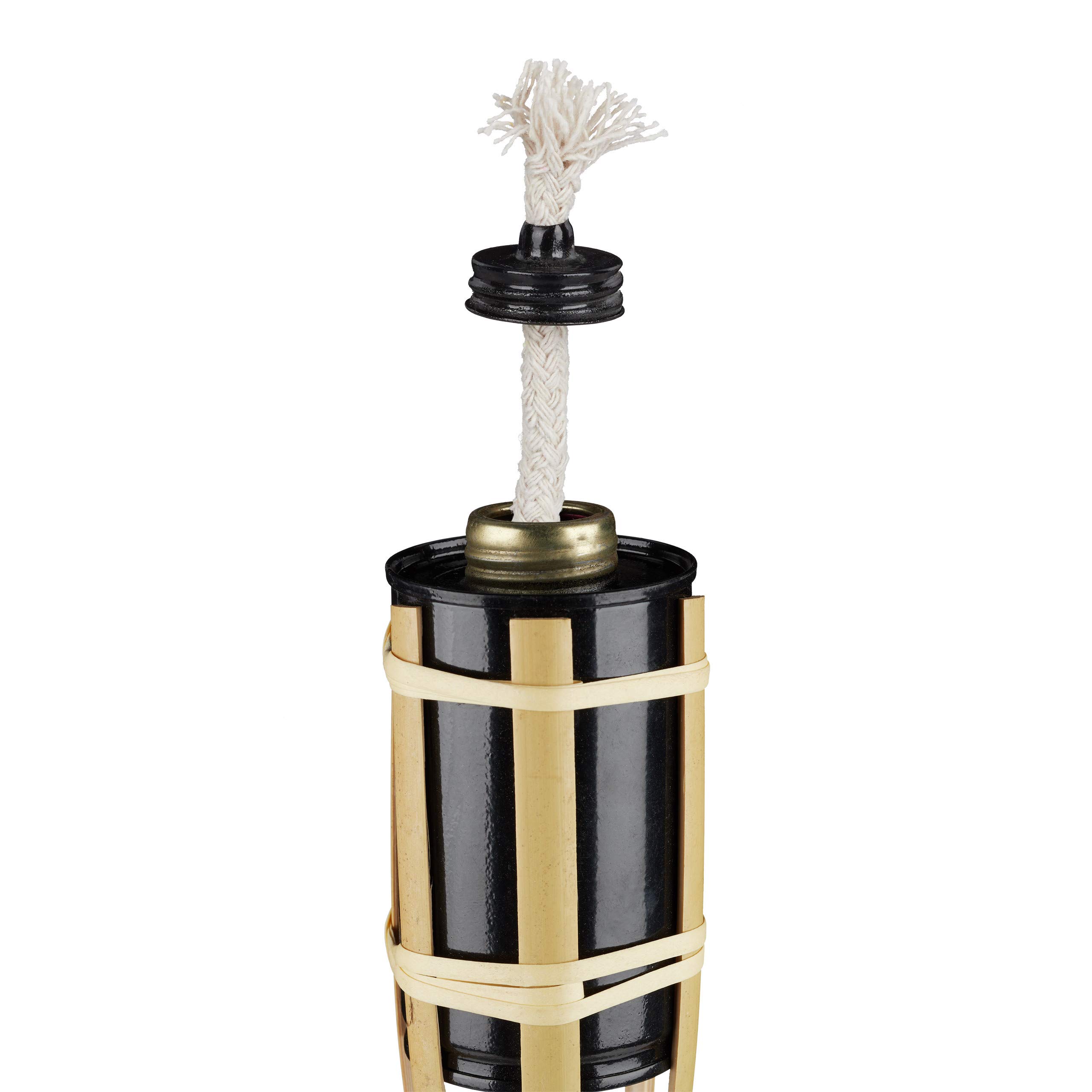 Relaxdays Kit de 40 Antorchas Jardín de Aceite con Mecha, Farolillos Bambú, Marrón, Exterior, 90 cm, Marrón Natural