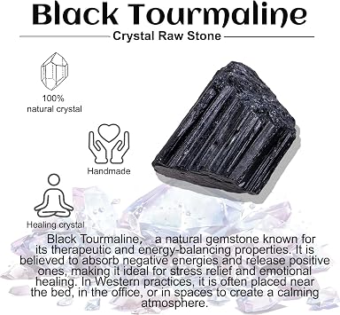 Black Tourmaline Raw Crystal Stone,1.5-2
