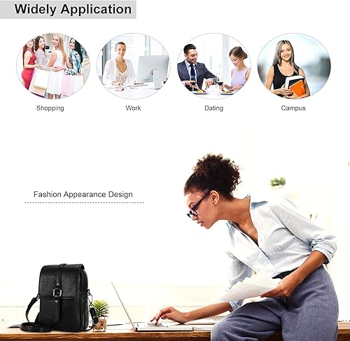 Vista 5 de XEYOU Cartera pequeña para mujer de cuero genuino ligero cruzado