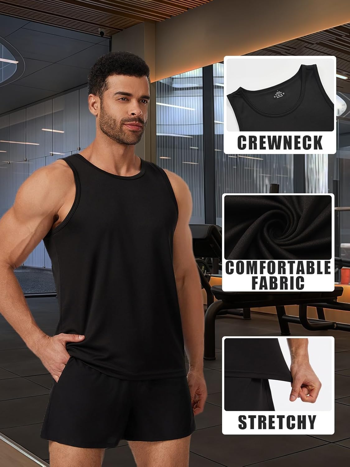 6 Pack Men's Workout Tank Tops Quick Dry Gym Muscle Shirts Fitness Bodybuilding Sleeveless Athletic Shirts for Men