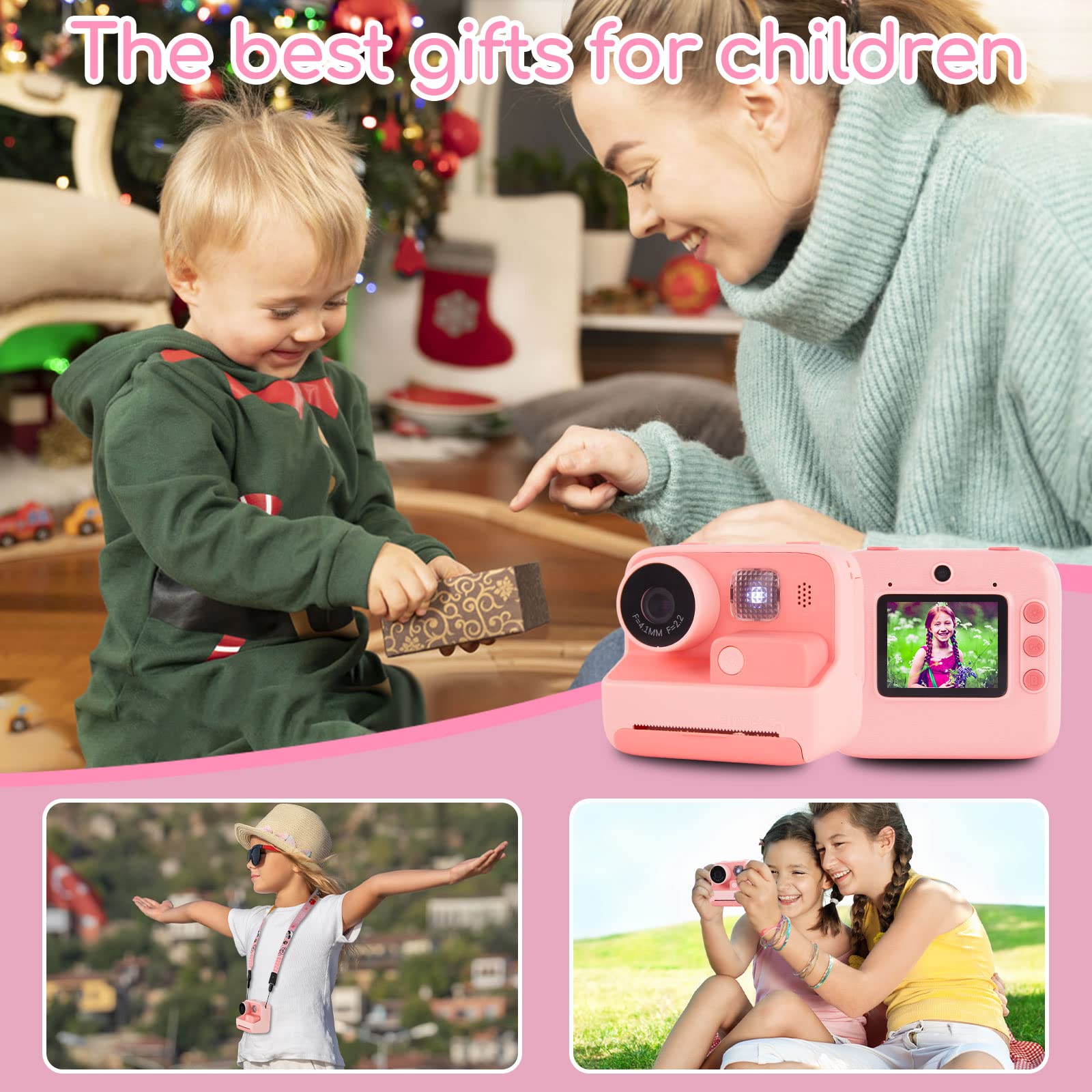 Sofortbildkamera Kinder 2.0 Zoll LCD 1080P HD mit Druckpapier und 32GB SD Karte