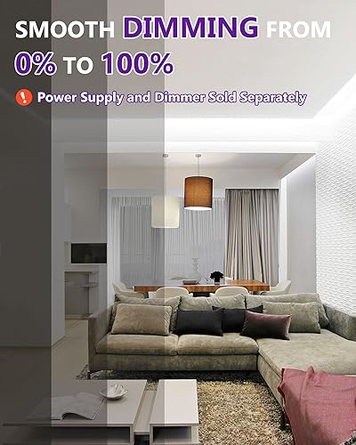 Miniatura 8 de HitLights Tira de luces LED, 5000K 12V 600 LED blanco neutro tiras de luz LED y 5000K 24V 2560 LED blanco frío, 16.4 pies, listado UL, CRI 90+, para