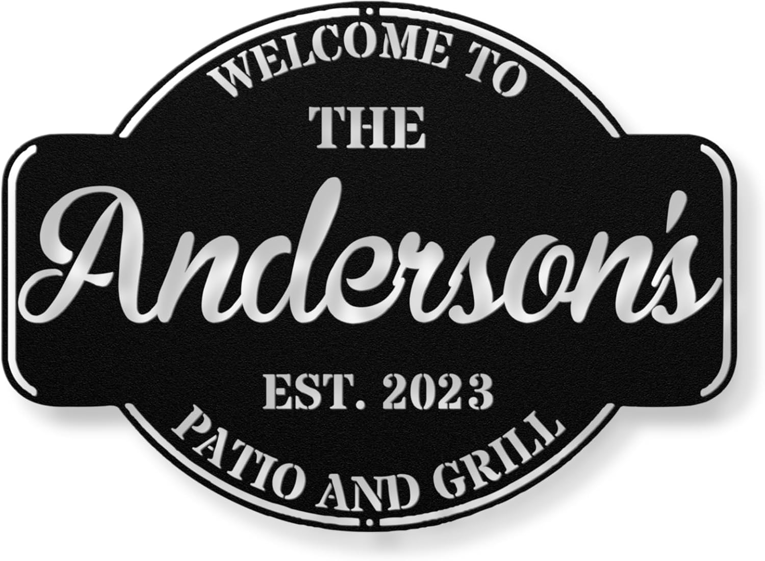 Personalized Backyard Patio Metal Sign/Outdoor Wall Decor/Metal Wall Decor/Patio Decor/Personalized Home Decor/Metal Wall Art/Gift (36in, Patio Sign, Black)