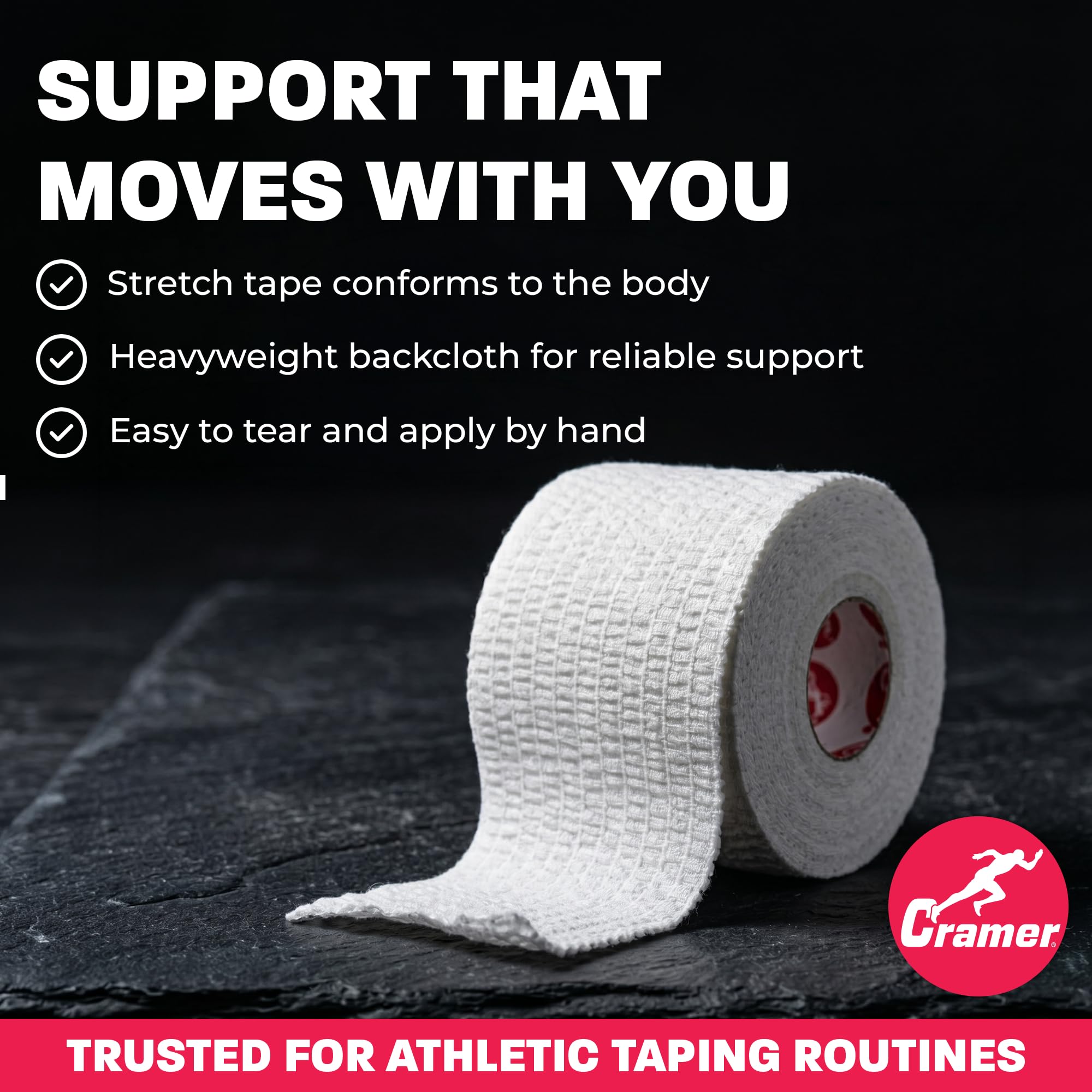 Cramer ProLastic - Nastro Elastico per Sport, Facile da strappare, per lesioni Sportive, Supporto per Piede e Caviglia, vestibilità sicura e Durata, Bianco